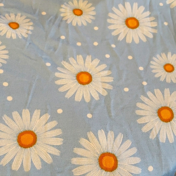 LONGYUAN Short Sleeve Tunic Blouse in Blue Daisy Size M - Picture 7 of 9